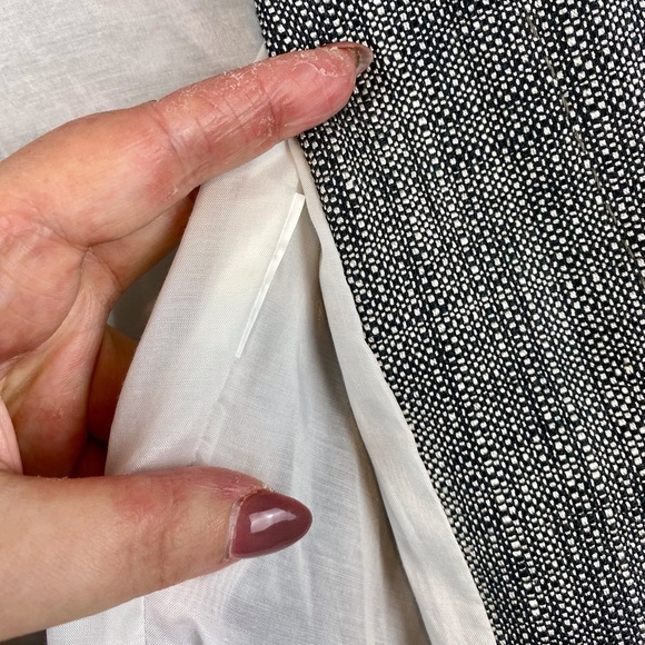 Max Mara Tweed Leather Trim Tie Waist Blazer in Grey Multi Size 10. - Picture 5 of 9